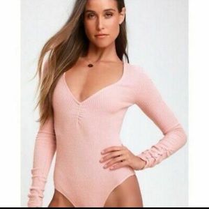 Free People cozy up with me rouched bodysuit